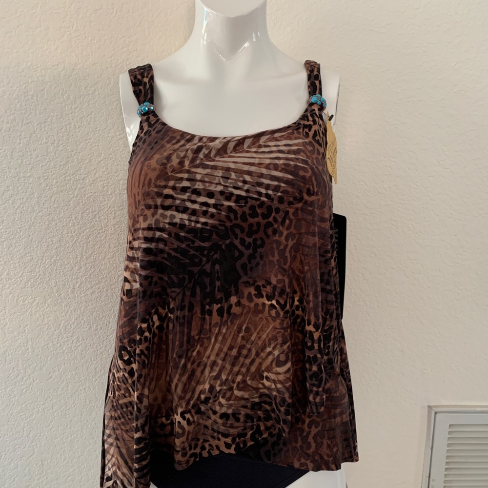 Miraclesuit Tigress Savannah Brown Tankini Sz 8